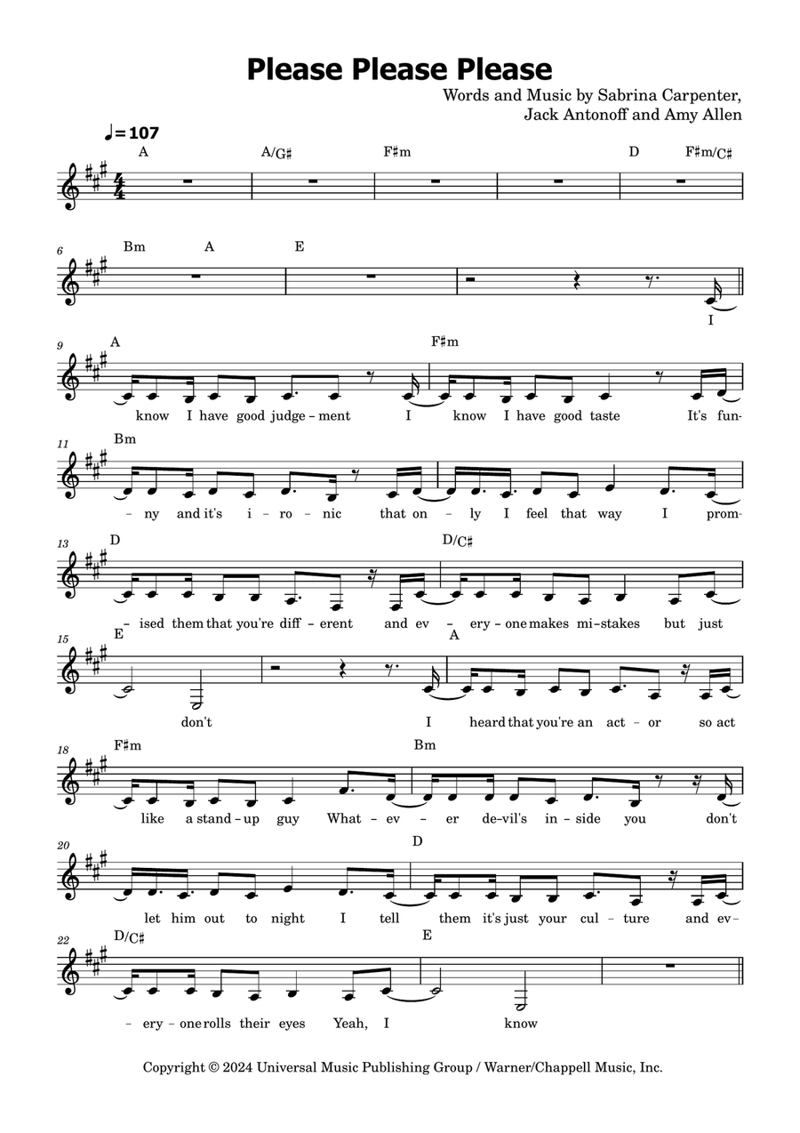 Please Please Please Easy Piano scores gallery preview page 1