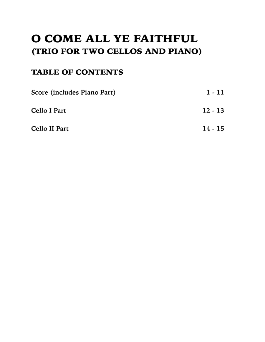 O Come All Ye Faithful (Trio for Two Cellos and Piano) String Duet scores gallery preview page 4