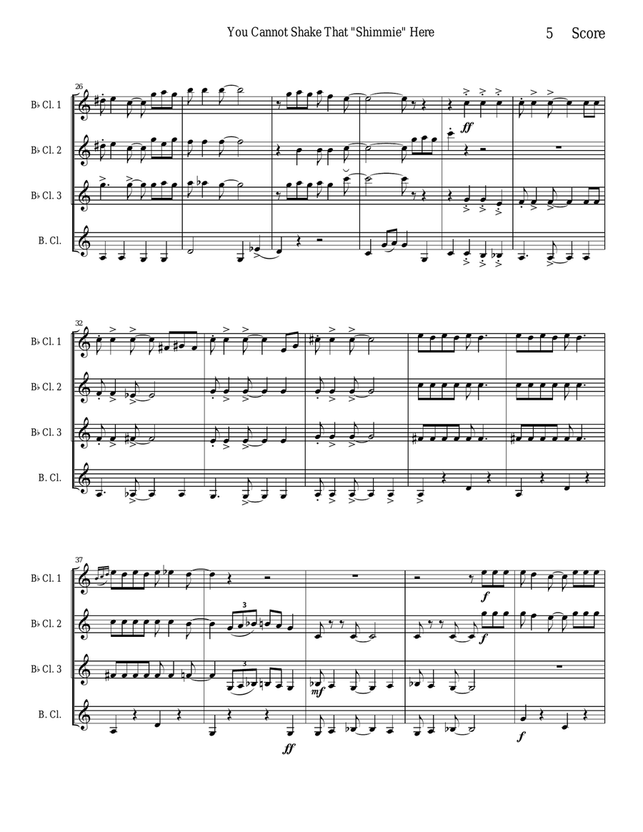 Shimmie for Clarinet Quartet Clarinet Quartet scores gallery preview page 5