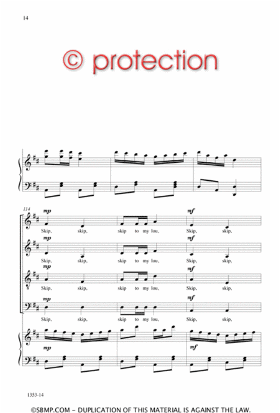 Skip to My Lou - SATB Octavo 4-Part scores gallery preview page 14