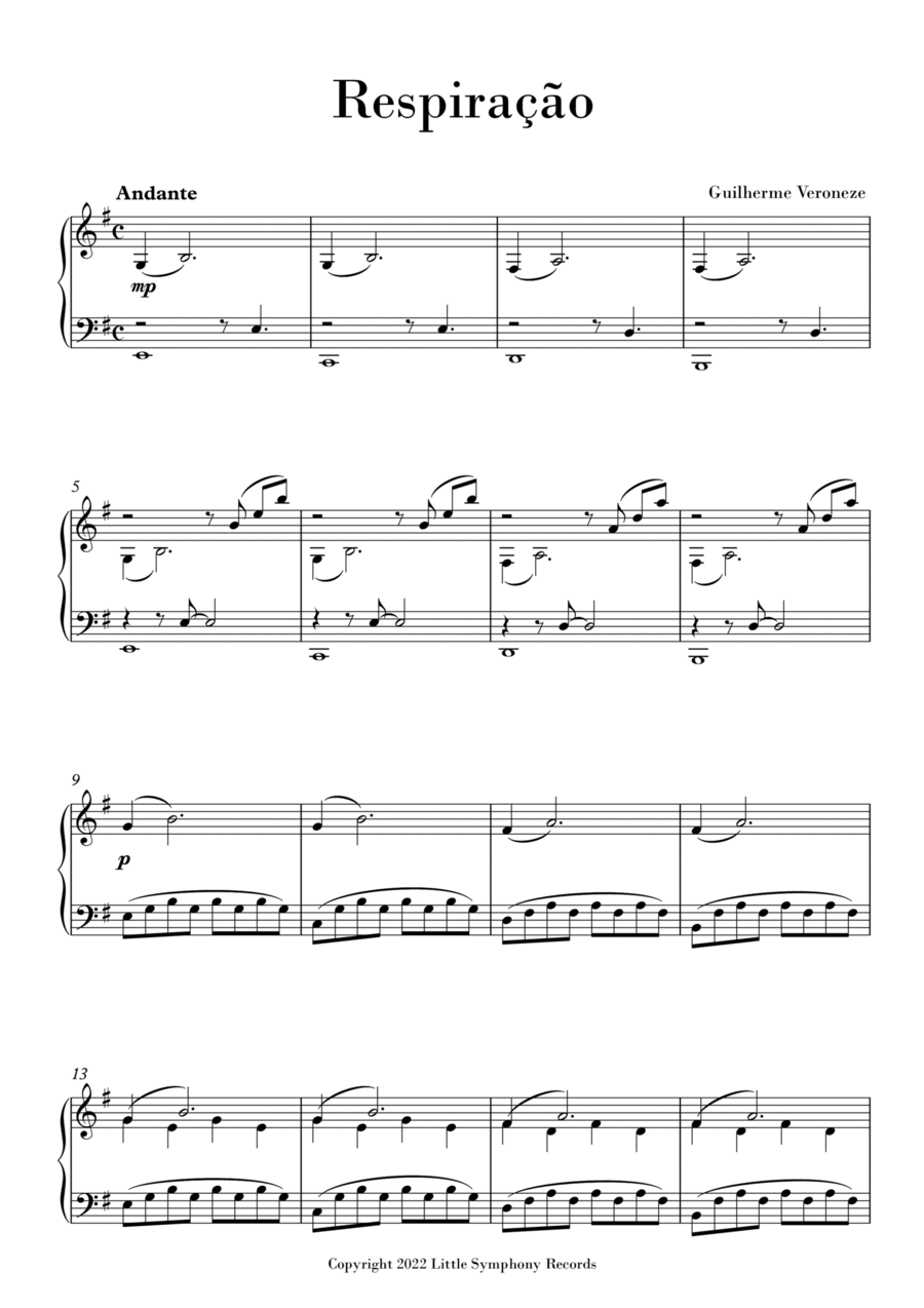 Respiração Piano Solo scores gallery preview page 1