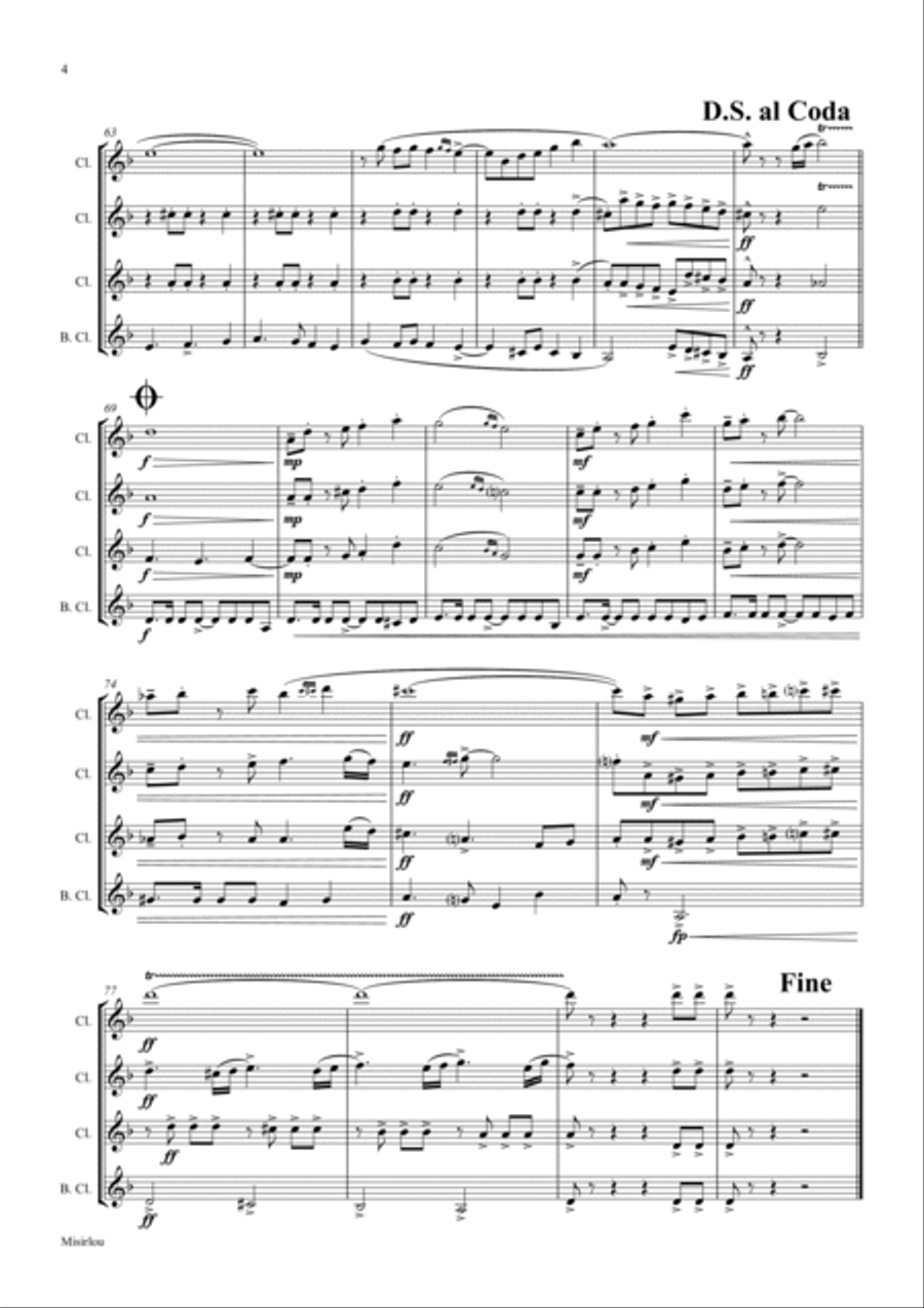 Misirlou - Pulp Fiction - Clarinet Quartet Clarinet Quartet scores gallery preview page 4