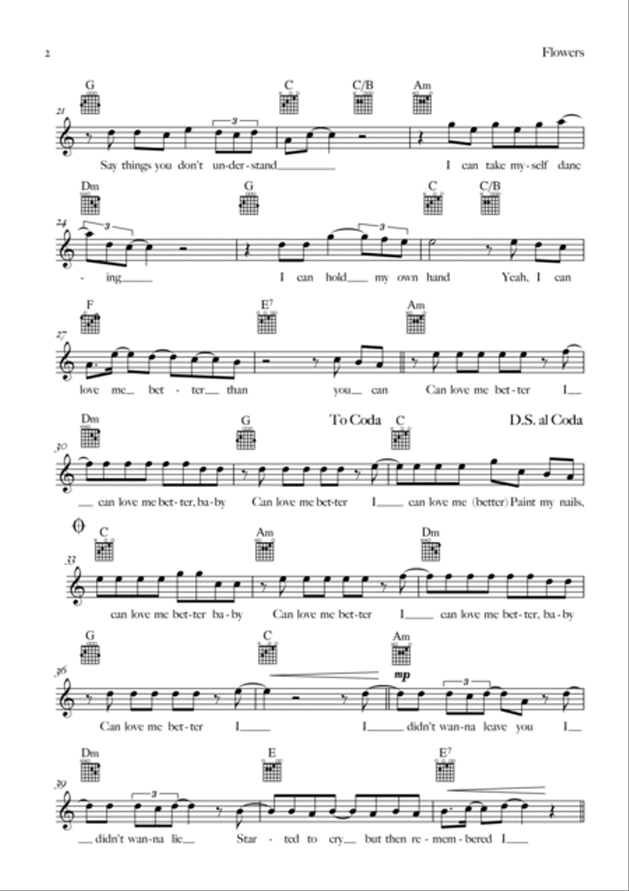 Flowers Flowers Easy Piano scores gallery preview page 2