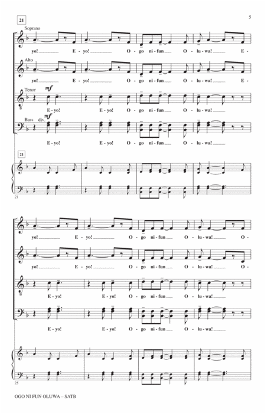 Ogo Ni Fun Oluwa! (Glory To God In The Highest!) 4-Part scores gallery preview page 3