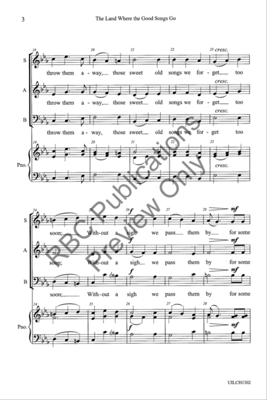 The Land Where The Good Songs Go (SAB) 3-Part scores gallery preview page 5