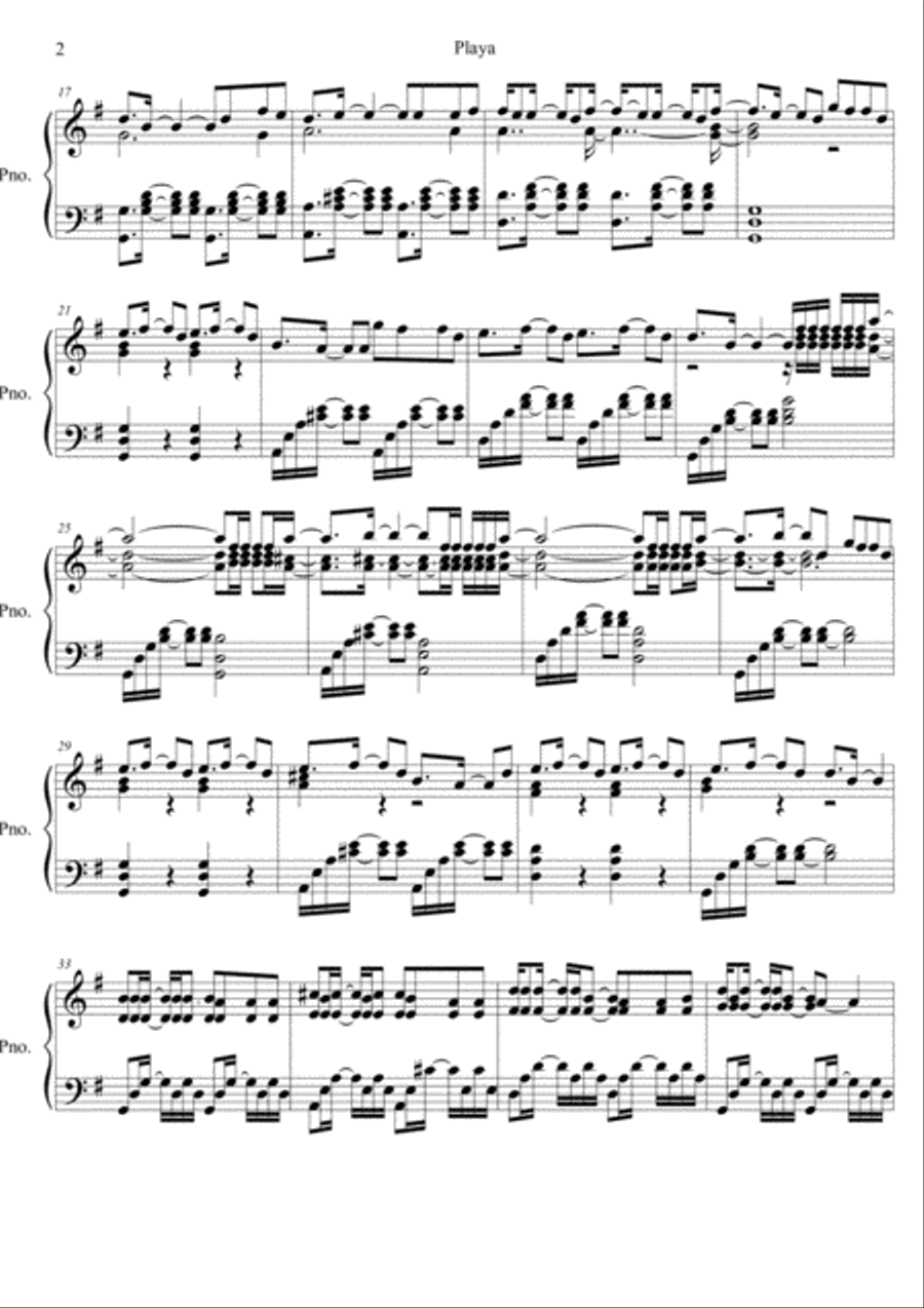 Playa Playa Piano Solo scores gallery preview page 2