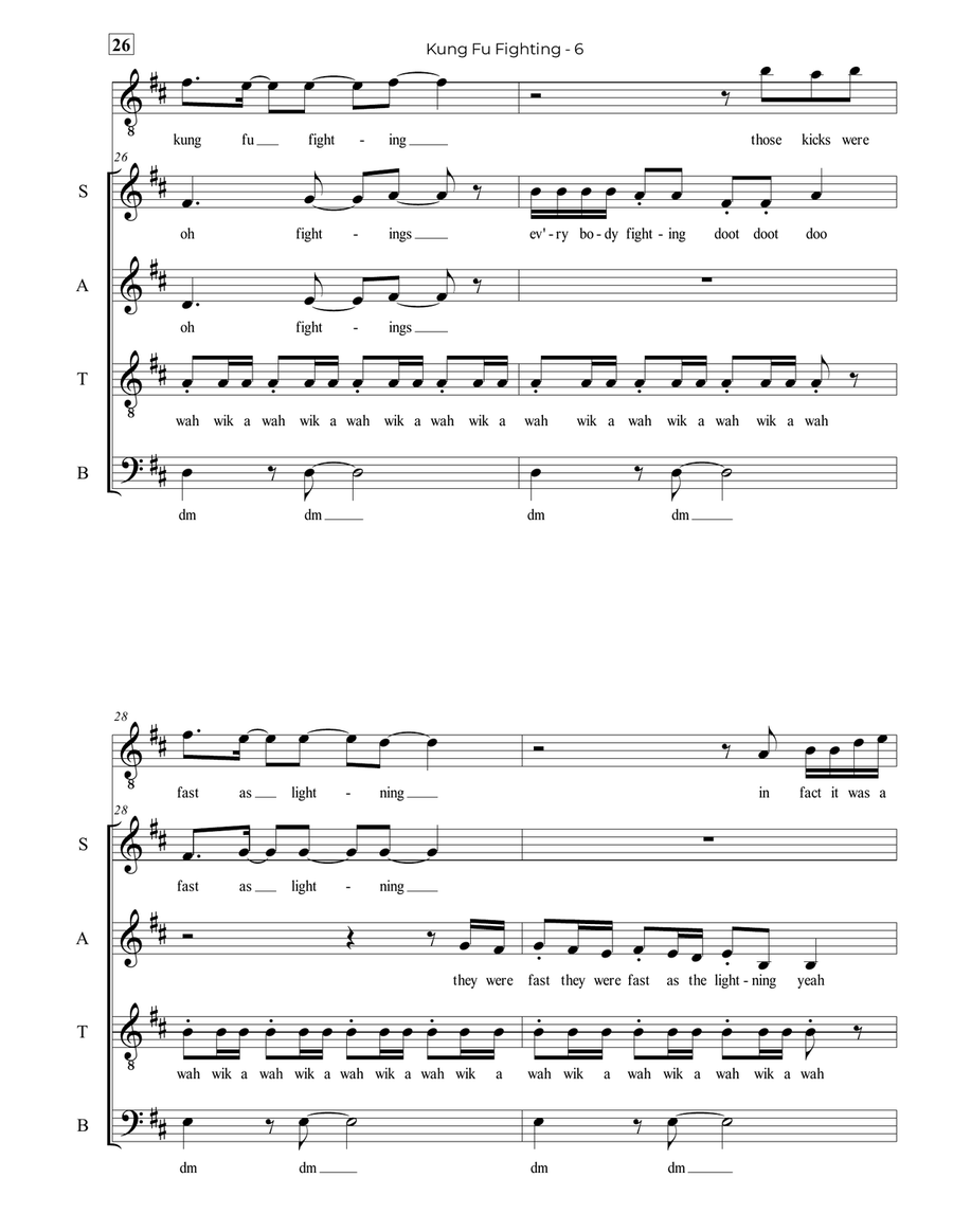 Kung Fu Fighting 4-Part scores gallery preview page 6