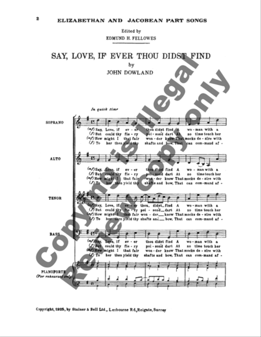 Say, Love, if Ever Thou Didst Find 4-Part scores gallery preview page 3