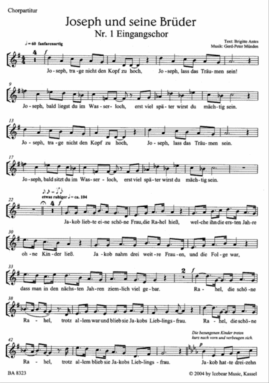 Joseph und seine Brüder Joseph und seine Brüder Children's Choir scores gallery preview page 1