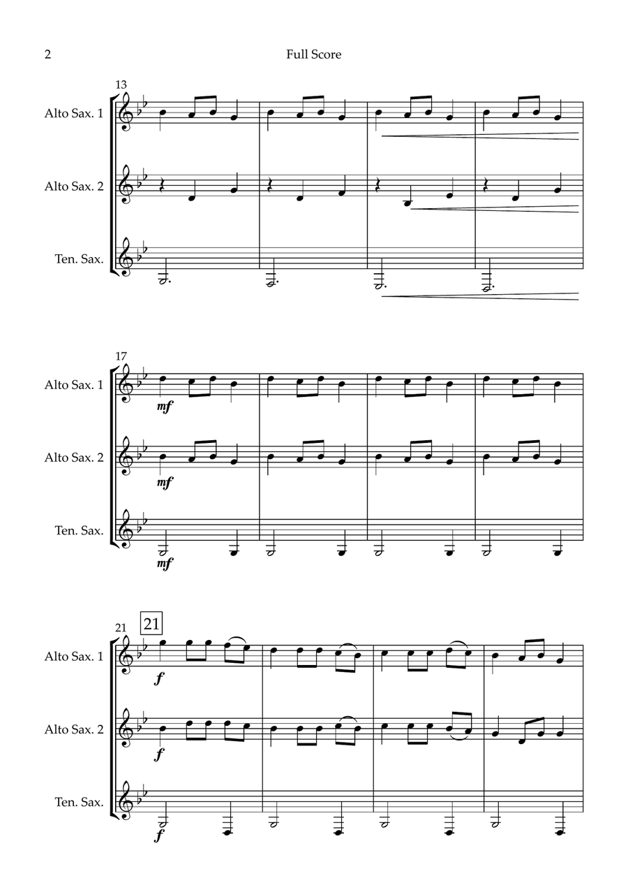 Carol of the Bells (Christmas Song) for Saxophone Trio Woodwind Trio scores gallery preview page 2