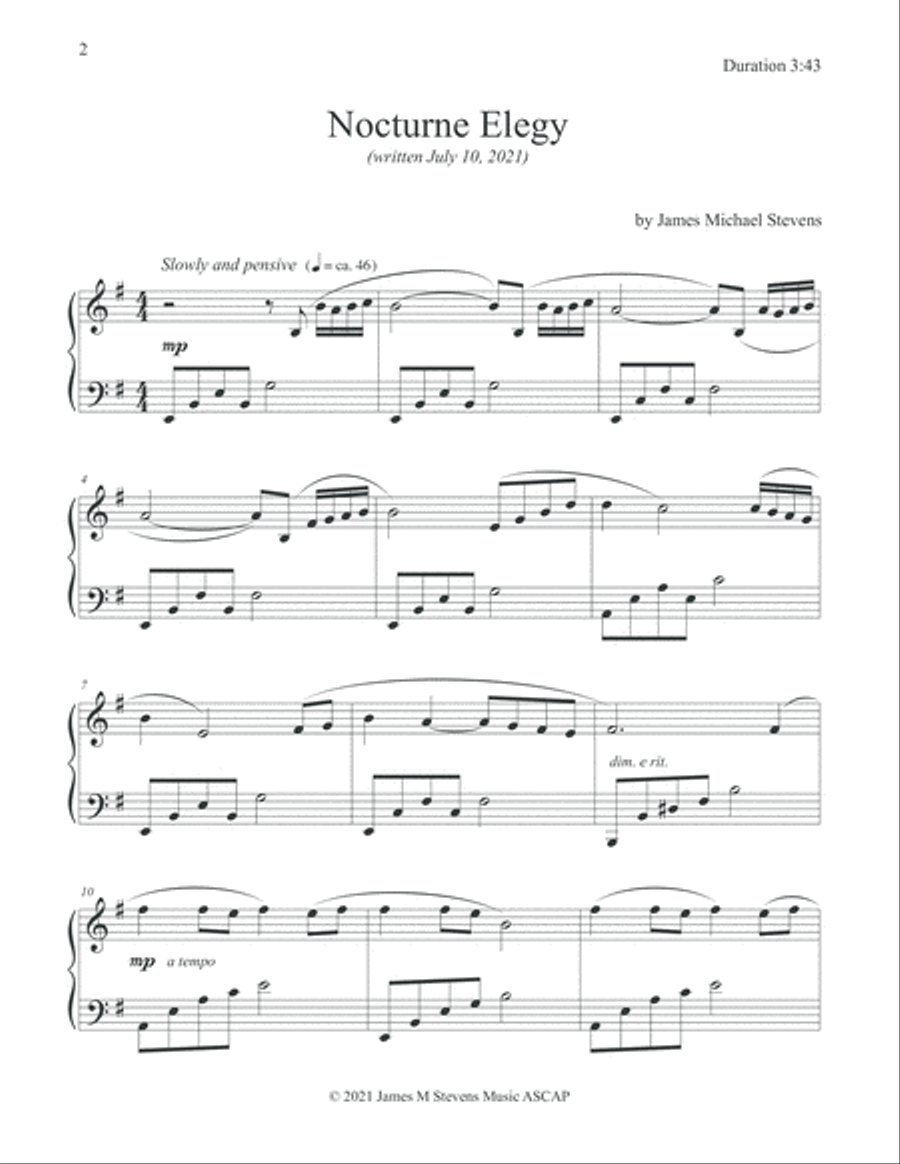 Nocturne Elegy Piano Solo scores gallery preview page 2