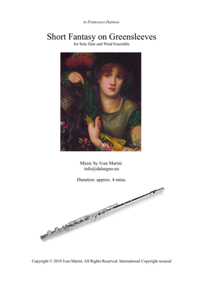 Book cover for Short Fantasy on Greensleeves - for Solo flute and Wind Ensemble