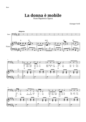 Book cover for La donna è mobile by Verdi for Bass and Piano