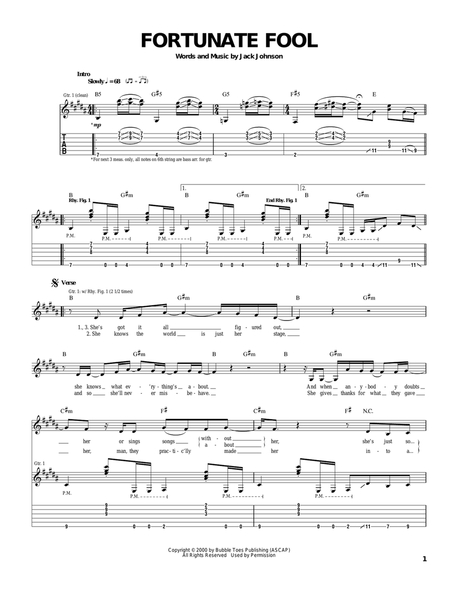 Fortunate Fool Fortunate Fool Acoustic Guitar scores gallery preview page 1
