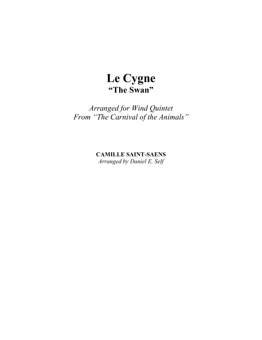 Le Cygne (The Swan) Woodwind Quintet scores gallery preview page 1