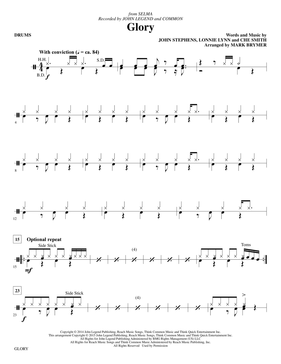Glory - Drums Choir scores gallery preview page 1