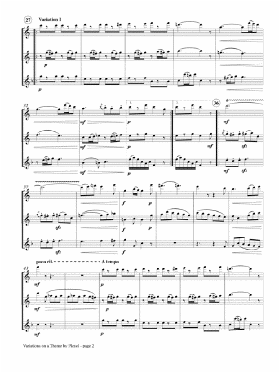 Variations on Theme by Pleyel for Flute Trio Flute Trio scores gallery preview page 3