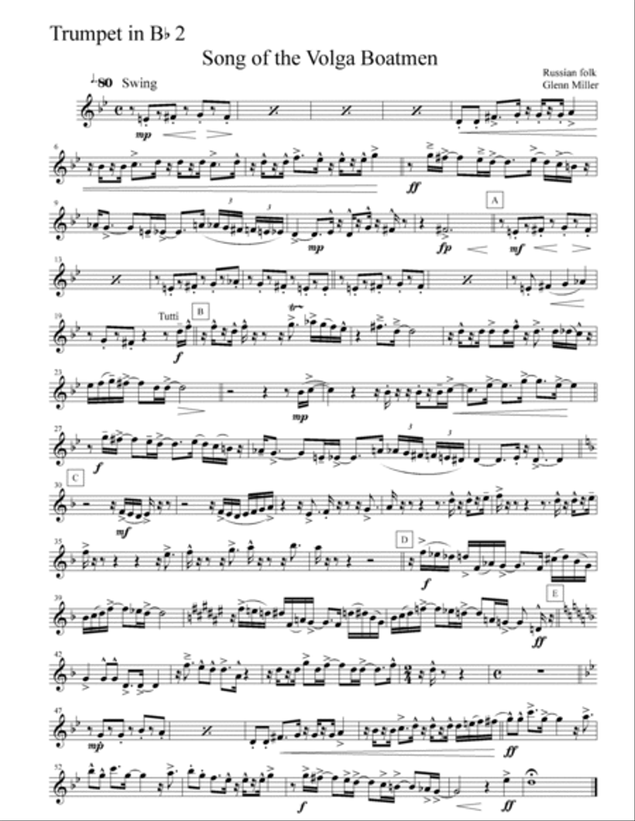 Song of the Volga Boatmen Brass Quintet scores gallery preview page 4