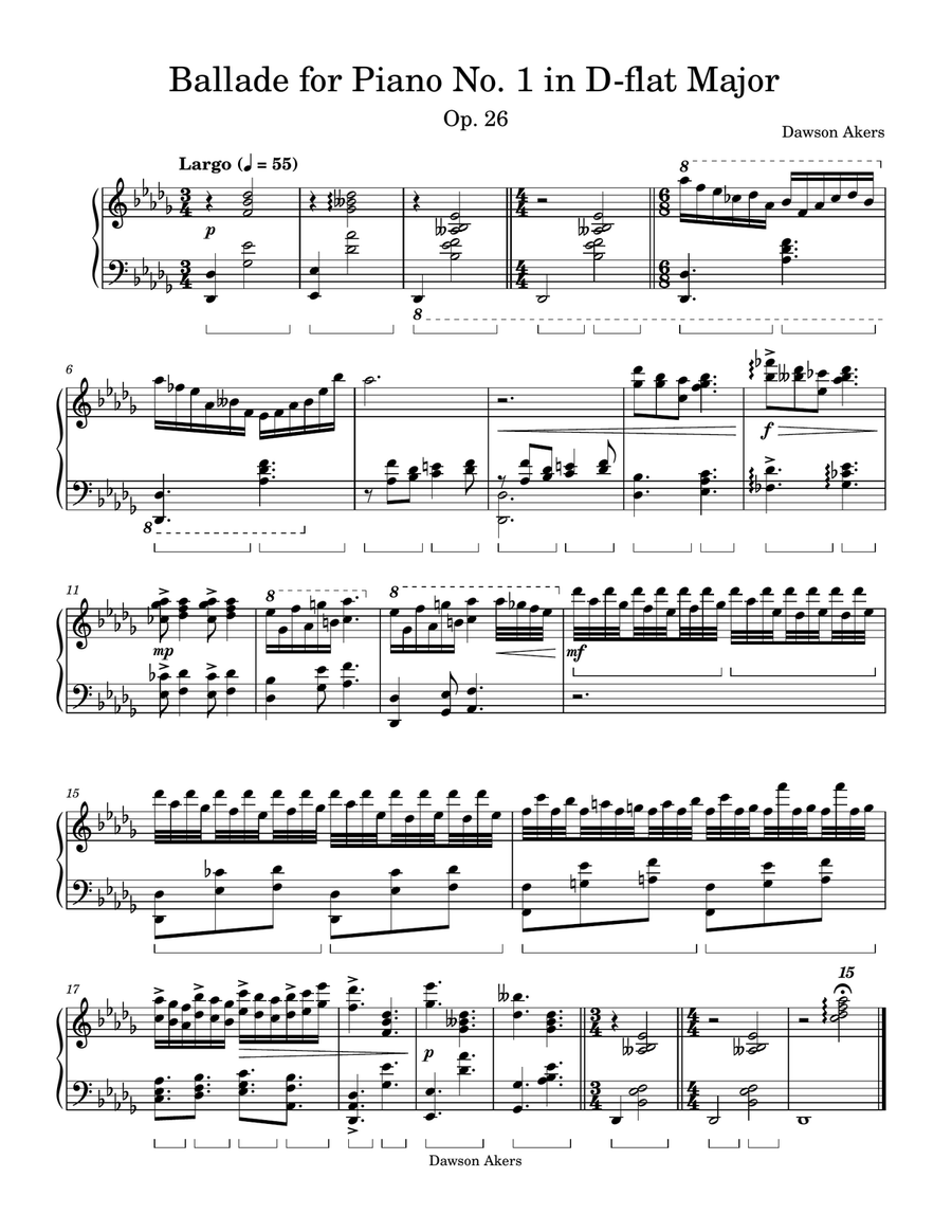 Ballade for Piano No. 1 in D-flat Major, Op. 26 Piano Solo scores gallery preview page 1