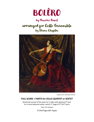 Bolero for Cello Quintet or Sextet