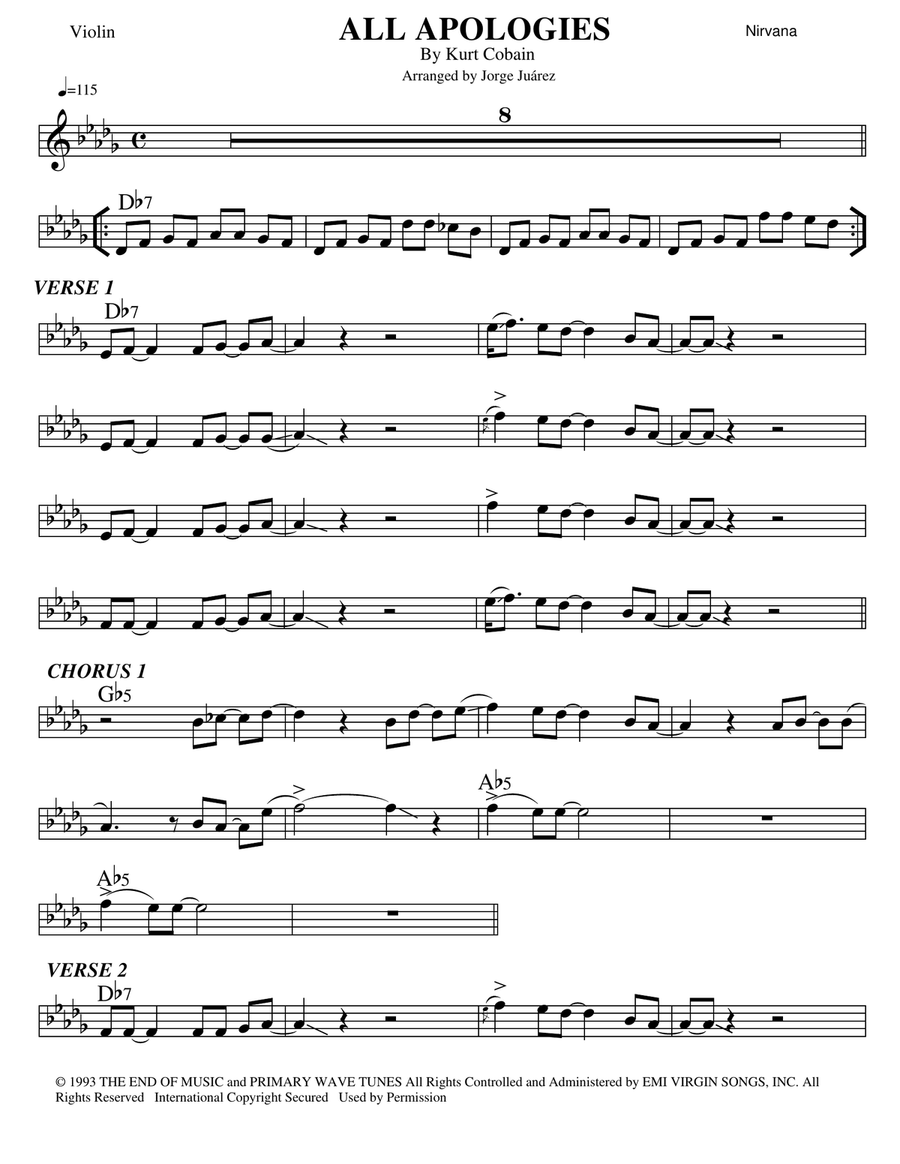 All Apologies All Apologies Violin Solo scores gallery preview page 1