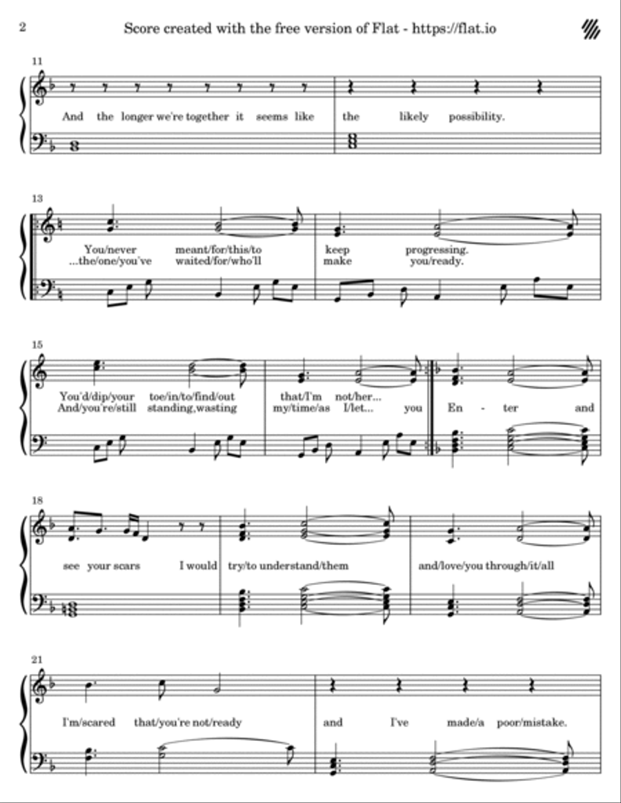 Enter Piano, Vocal, Guitar scores gallery preview page 2