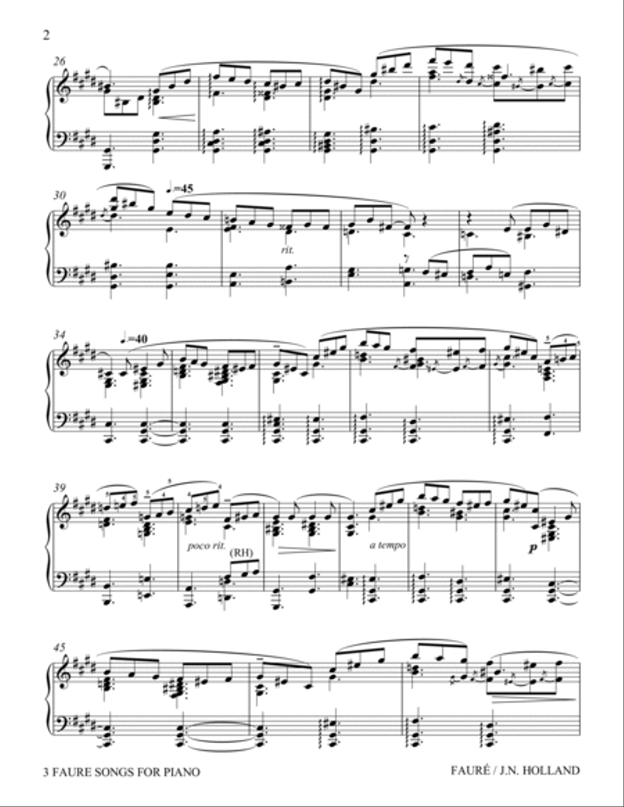 3 Faure Songs Transcribed for Piano Piano Solo scores gallery preview page 5