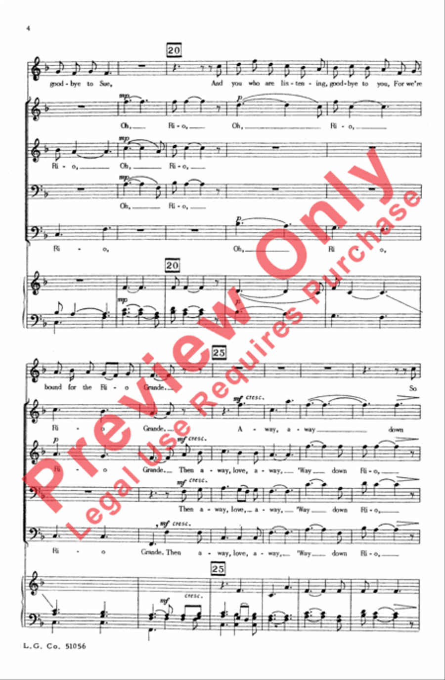 Bound for the Rio Grande Men's Choir scores gallery preview page 4