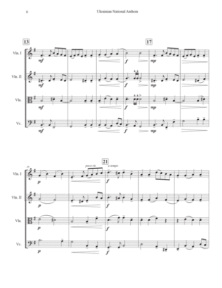 Ukrainian National Anthem for String Quartet image number null