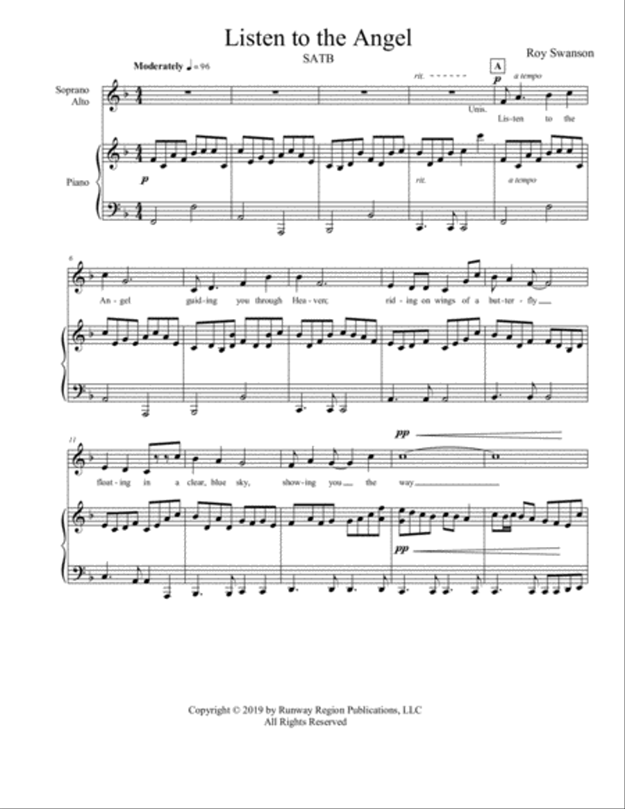 Listen to the Angel Listen to the Angel 4-Part scores gallery preview page 1