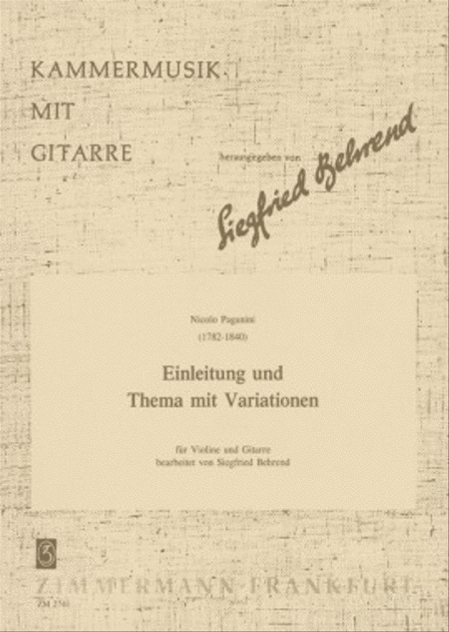 Introduction and theme with variations Violin scores gallery preview page 1