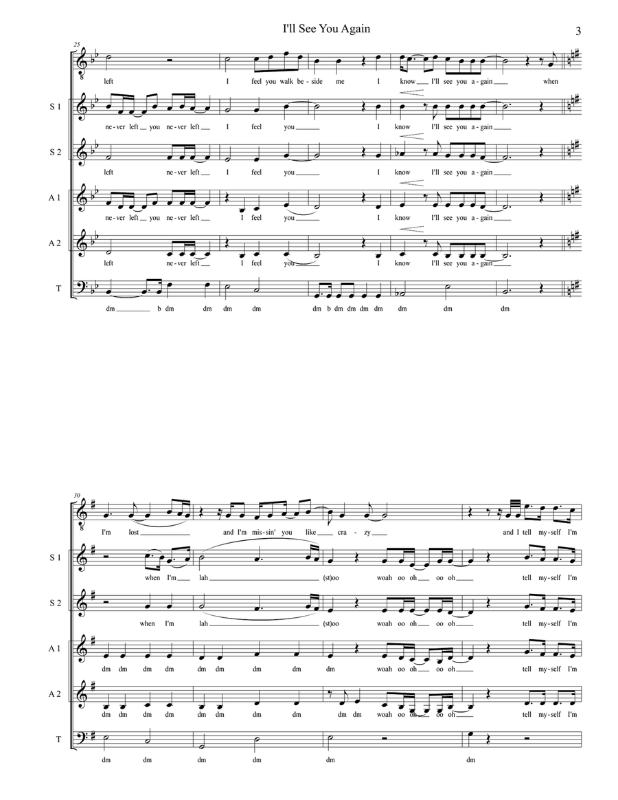 Ill See You Again 4-Part scores gallery preview page 3