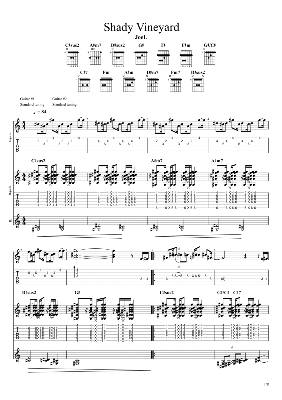 Shady Vineyard Shady Vineyard Guitar scores gallery preview page 1