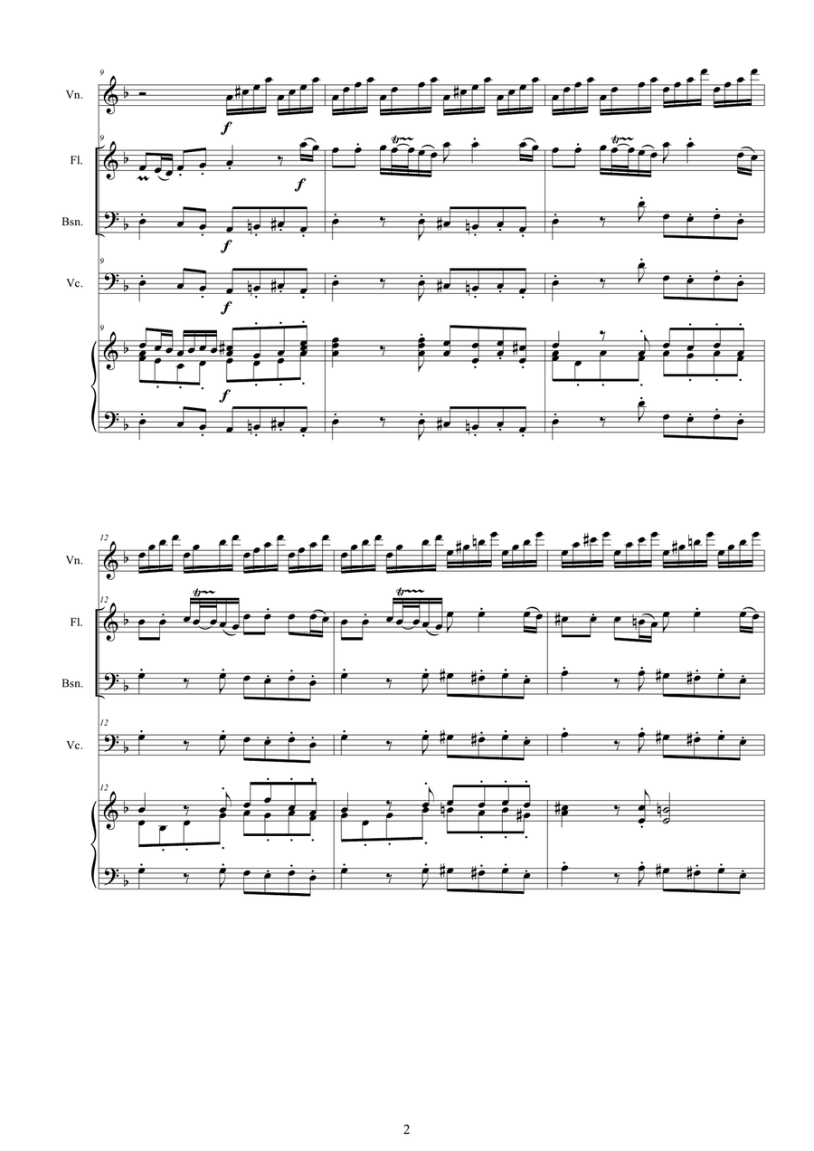 Vivaldi - Concerto in D minor RV 96 for Violin, Flute, Bassoon, Cello and Cembalo Small Ensemble scores gallery preview page 2