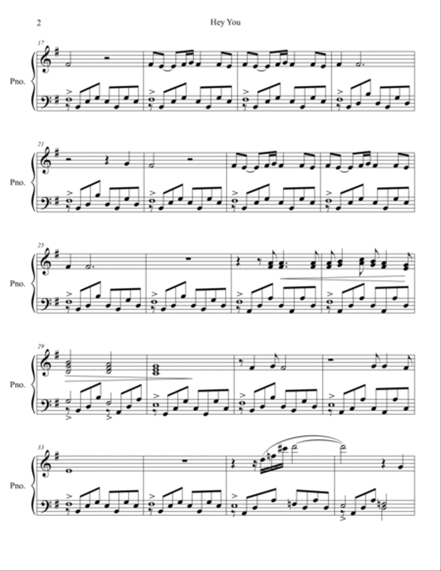 Hey You Hey You Piano Solo scores gallery preview page 3