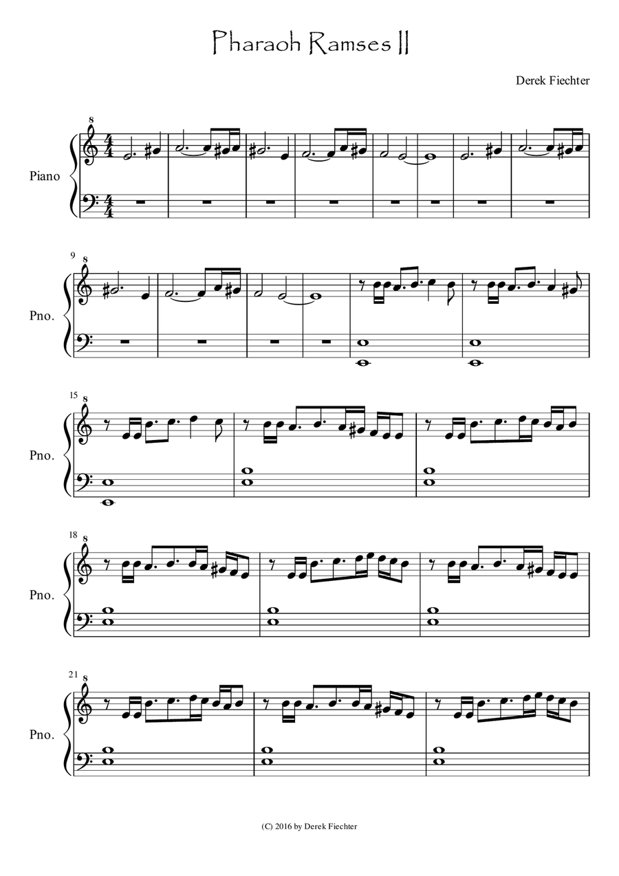Pharaoh Ramses II Pharaoh Ramses II Piano Solo scores gallery preview page 1