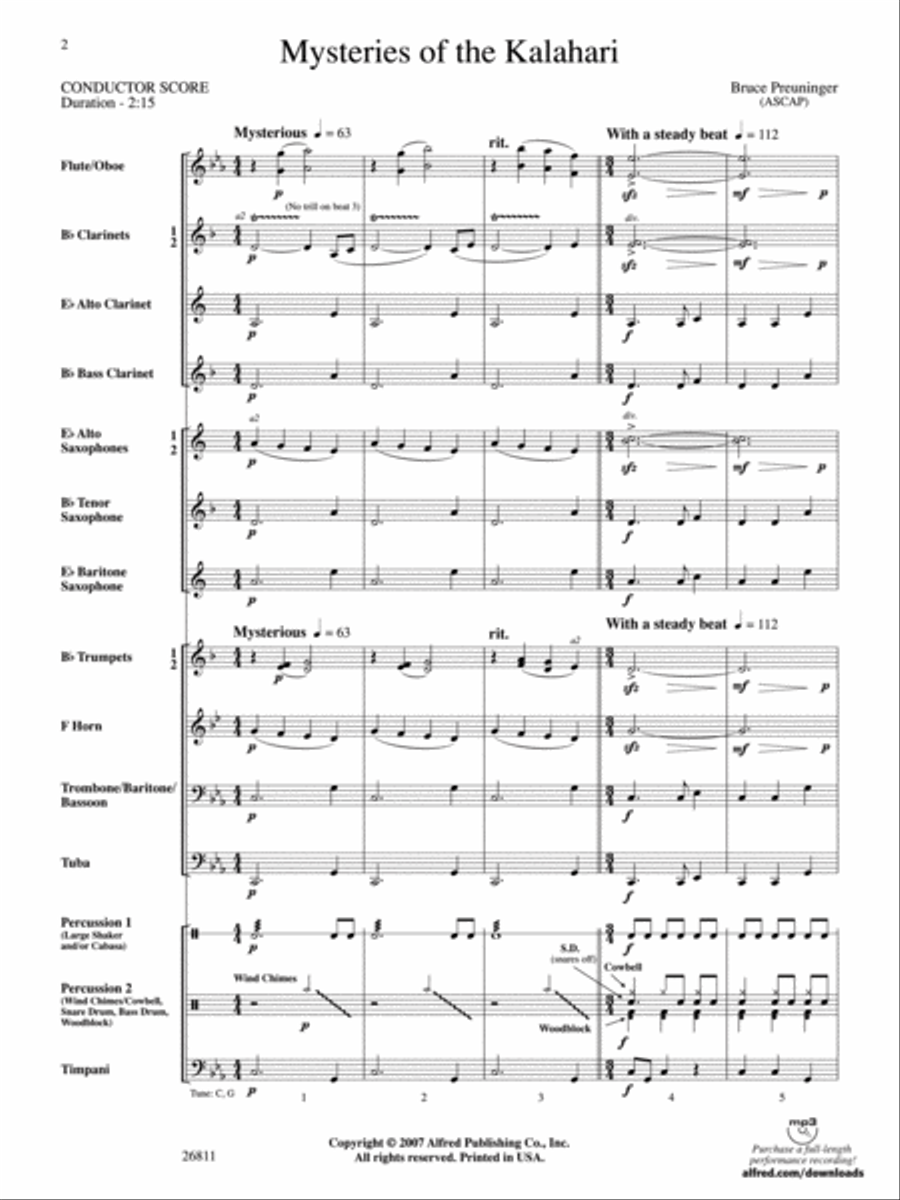 Mysteries of the Kalahari Concert Band scores gallery preview page 2