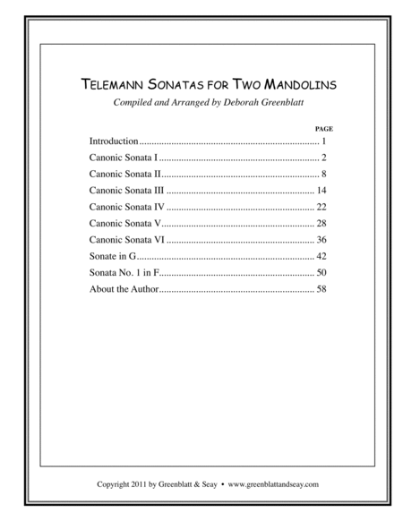 Telemann Sonatas for Two Mandolins