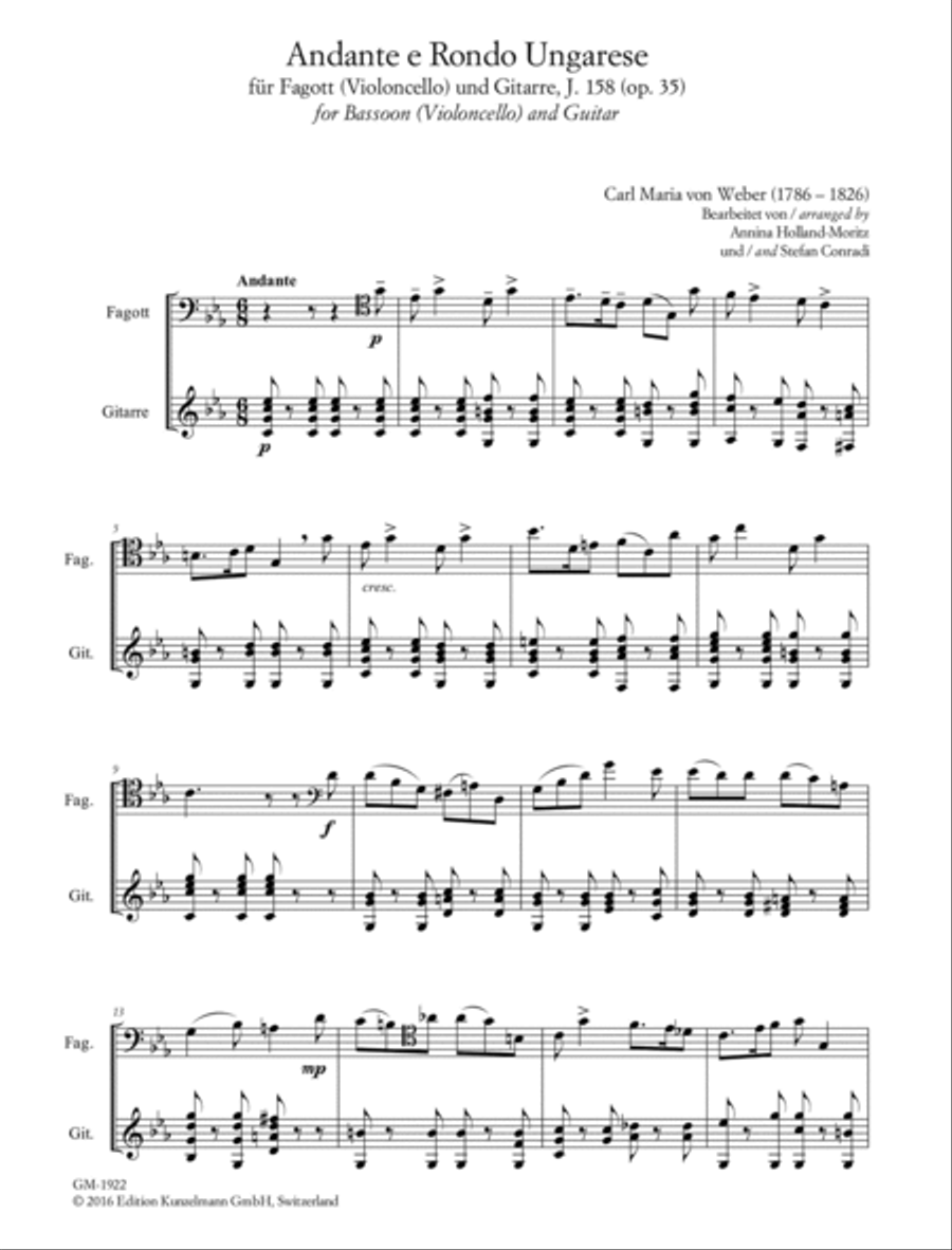 Andante e rondo ungarese Bassoon scores gallery preview page 2