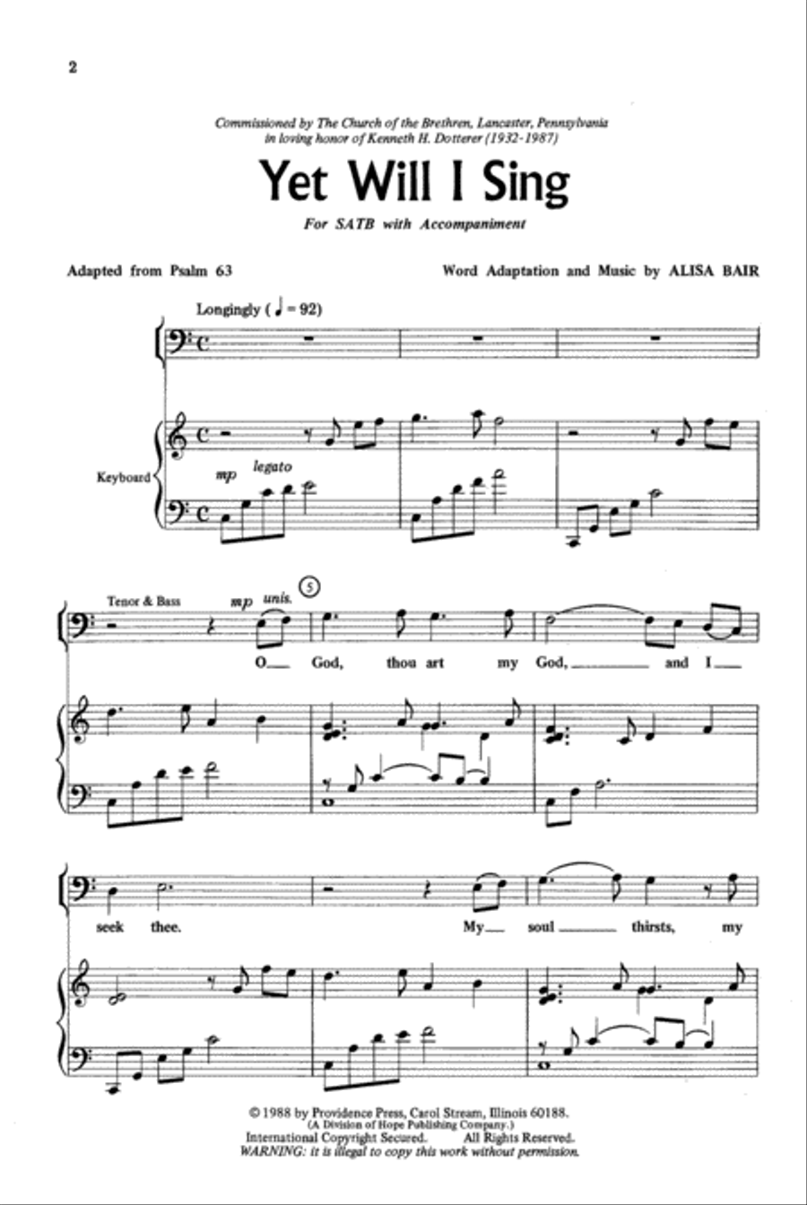 Yet Will I Sing 4-Part scores gallery preview page 2
