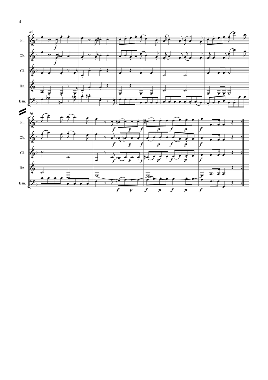 Mozart: Divertimento No.8 in F K213 - wind quintet Woodwind Quintet scores gallery preview page 5