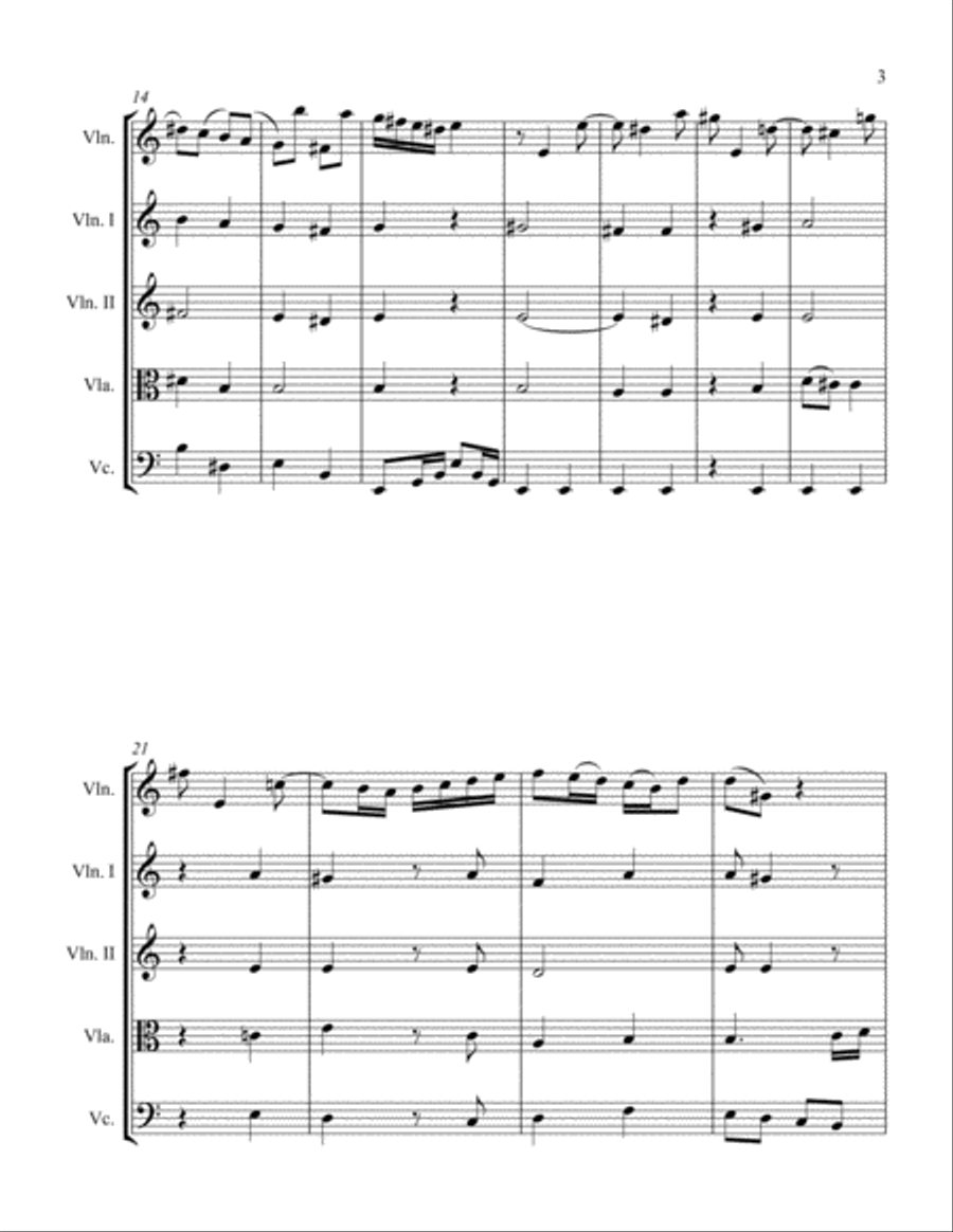 Sonata in A Minor for Violin and String Quartet III. Vivace String Quartet scores gallery preview page 3