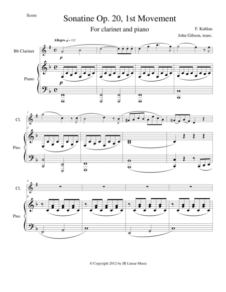Sonatine by Kuhlau for Clarinet and Piano image number null