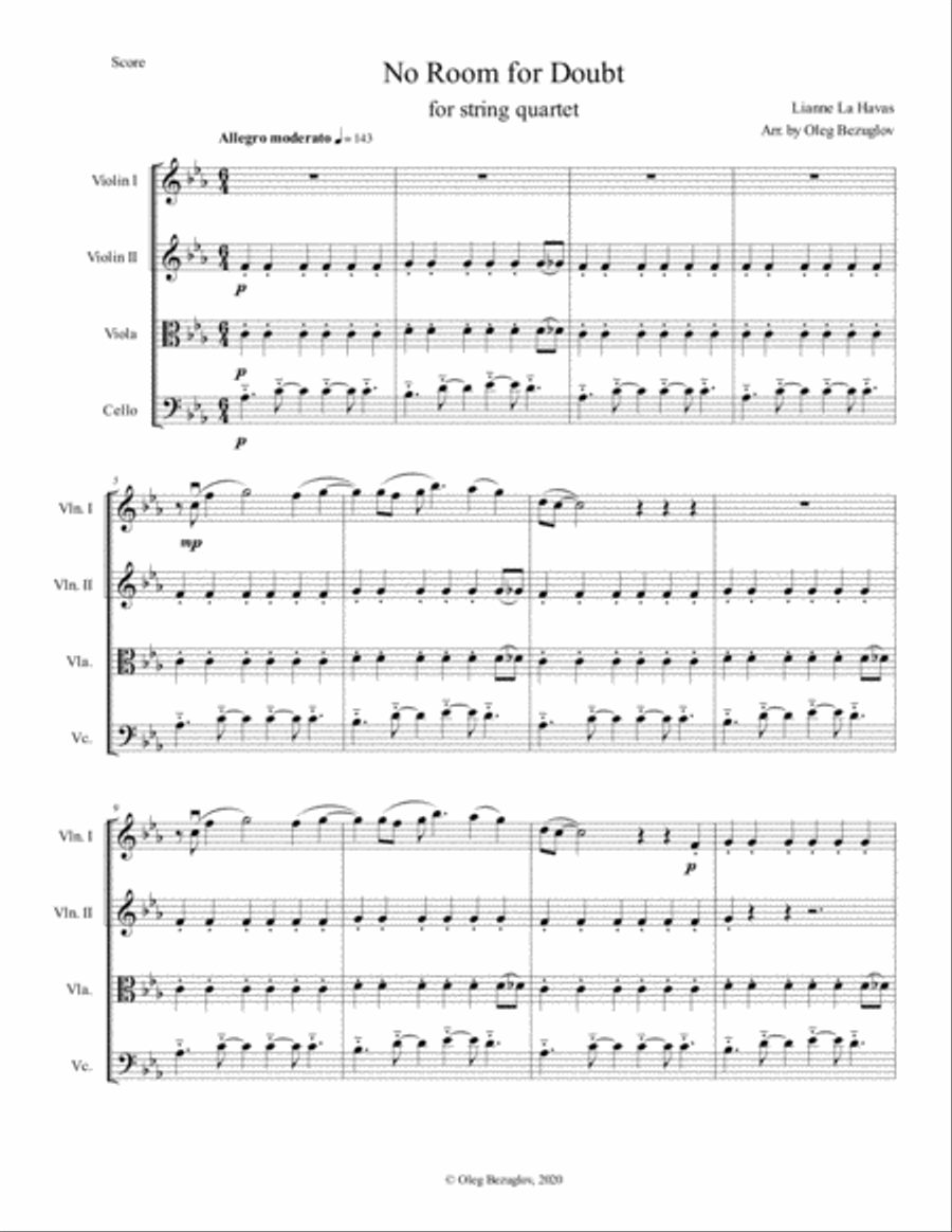 No Room For Doubt No Room For Doubt String Quartet scores gallery preview page 1