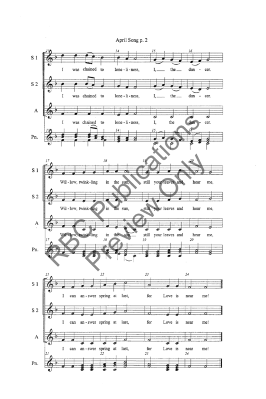 April Song (SSA) SSA scores gallery preview page 4