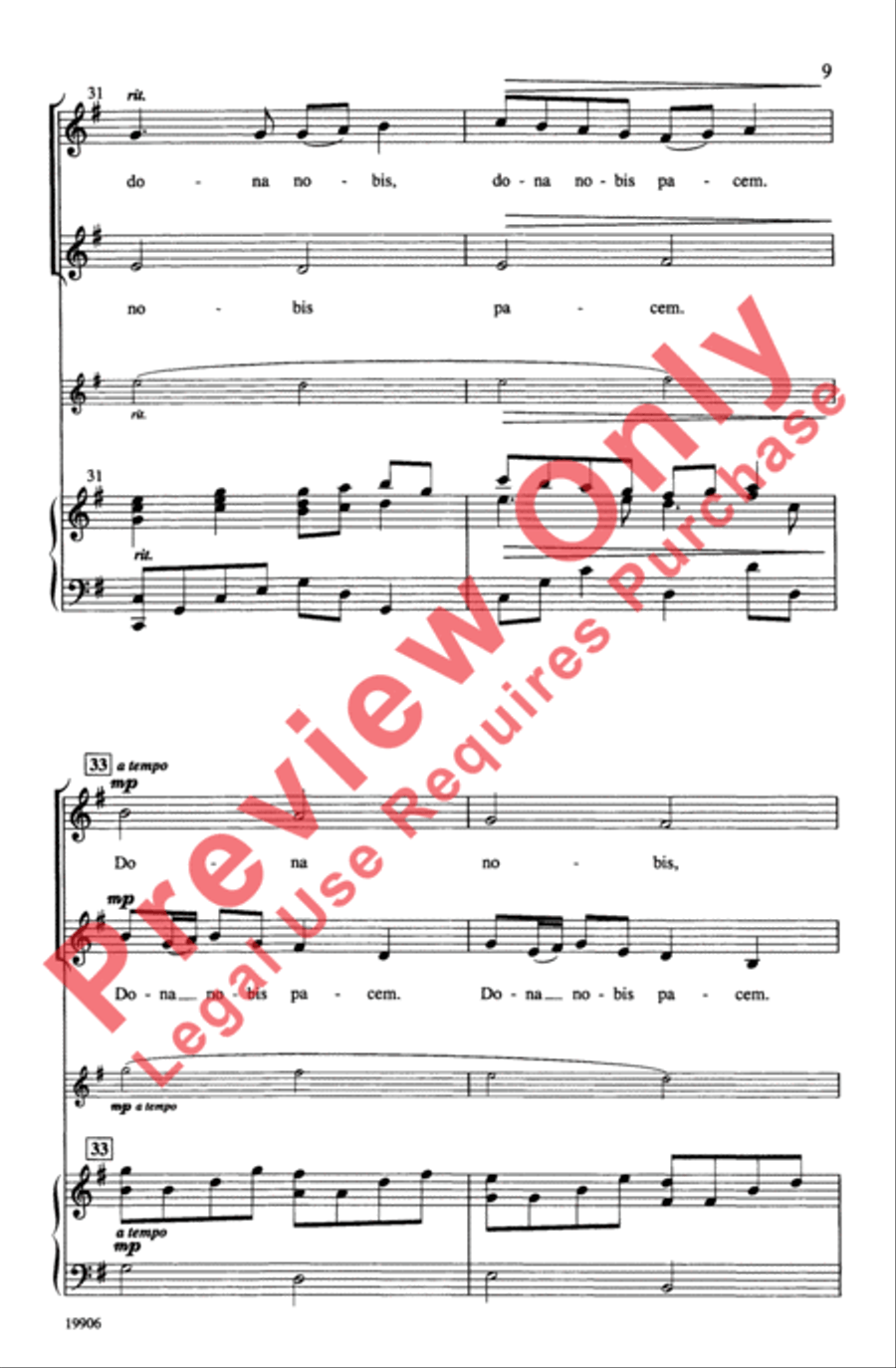 Pachelbel's Canon of Peace Unison Choir scores gallery preview page 9