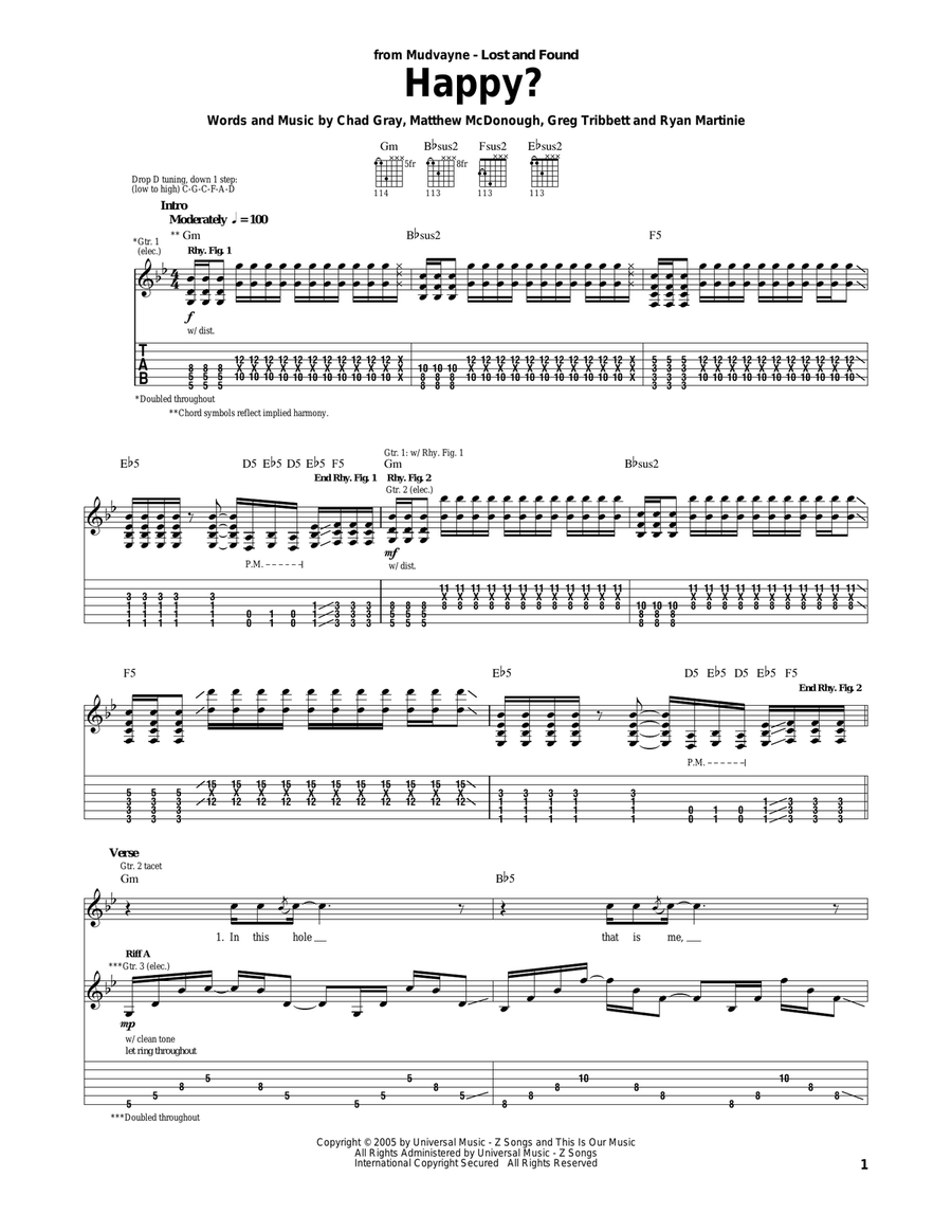 Happy? Electric Guitar scores gallery preview page 1