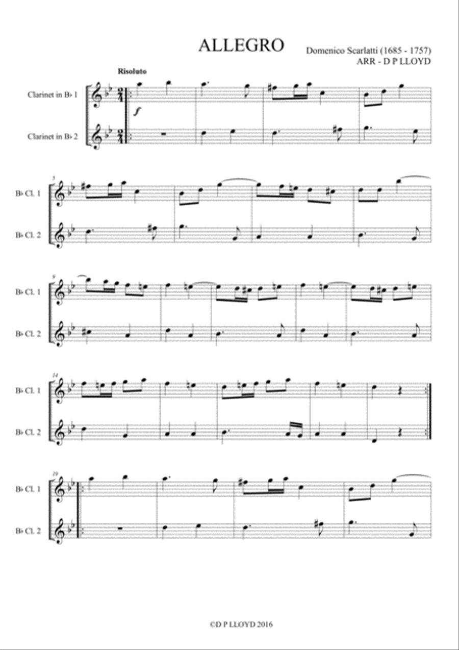 Clarinet duets - 10 Baroque duets - Volume 1 Clarinet Duet scores gallery preview page 3