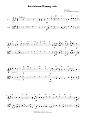 Im schönsten Wiesengrunde for flute, viola and guitar-chords