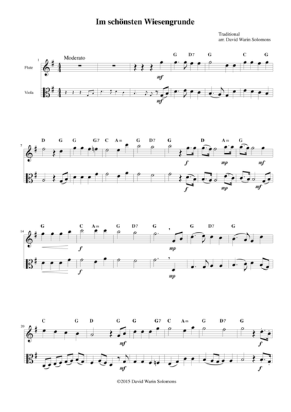 Im schönsten Wiesengrunde for flute, viola and guitar-chords image number null